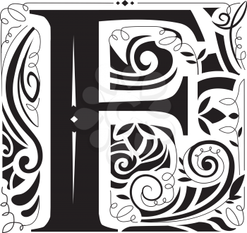 Illustration of a Vintage Monogram Featuring the Letter F