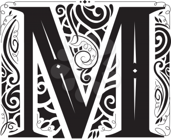 Illustration of a Vintage Monogram Featuring the Letter M