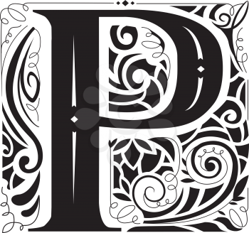 Illustration of a Vintage Monogram Featuring the Letter P