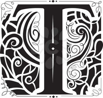 Illustration of a Vintage Monogram Featuring the Letter T