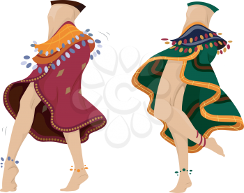 Cropped Illustration of Belly Dancers Performing a Dance