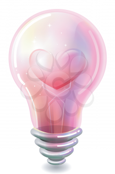 Colorful Illustration of a Light Bulb with a Heart Inside It - eps10