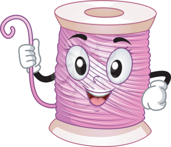 Mascot Illustration of a Spool of Pink Thread