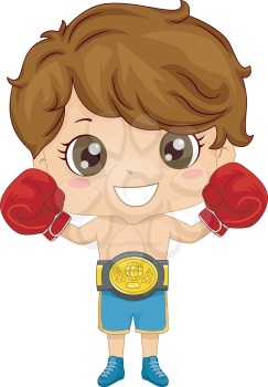 Illustration of a Boy wearing a Boxer Costume