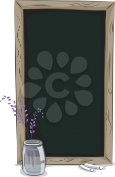 Illustration of a Chalkboard Frame and a Flower vase
