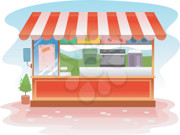 Illustration of a Red Kiosk Store 