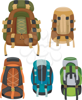 Illustration of Colorful Camping Backpacks