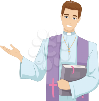Illustration of a Young Priest Delivering a Sermon