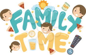 Illustration of a Family TV Time Lettering
