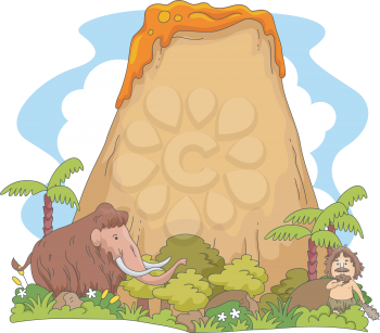 Illustration Featuring a Prehistoric Scene