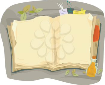 Illustration of a Book on How to Prepare Herbs