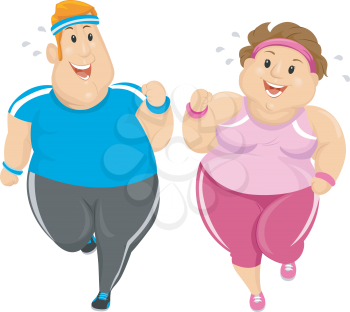 Illustration of an Overweight Couple Working Out Together