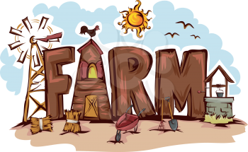 Typography Illustration Featuring the Word Farm