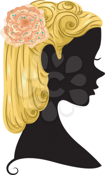 Illustration Featuring the Silhouette of a Woman With a Flower Tucked to Her Hair
