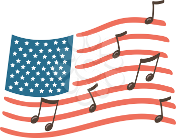 Illustration of the American Flag with Music Notes