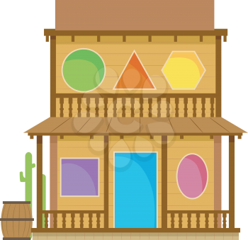 Illustration of an Old Wild Wild West Building Saloon with Geometric Shapes