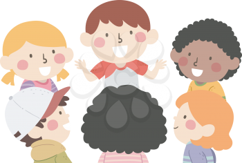 Illustration of Kids Talking In Circle as a Group