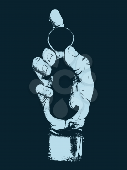 Stencil Illustration of a Hand Holding a Small I Letter for Information
