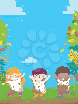 Background Illustration of Kids Wearing White Shirts Playing in Mud Outdoors