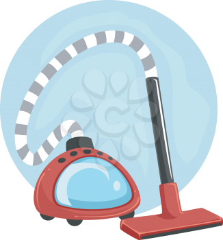Illustration of Household Chores, Vacuuming Using Vacuum Cleaner