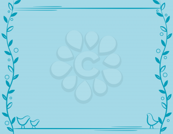 Royalty Free Clipart Image of a Background With a Vine Border and Birds in the Corner