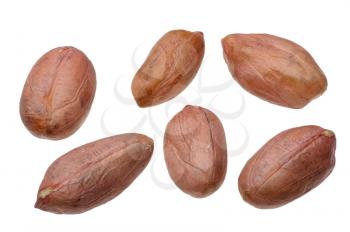 Peanuts close up on white background, isolated.