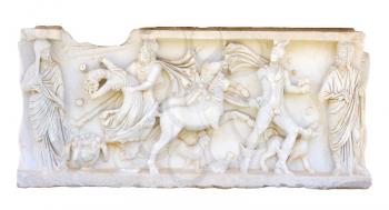 Royalty Free Photo of Bas-Relief on the Side of the Ancient Roman Sarcophagus.