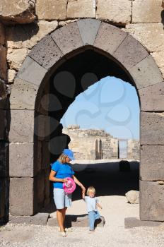 Royalty Free Photo of the Remains of the Crusader Fortress of Belvoir, in Northern Israel