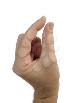 Royalty Free Photo of a Person Holding Their Finger and Thumb Close Together