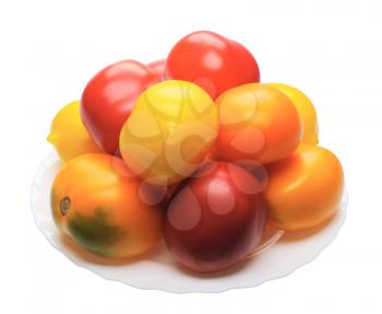 Multicolored tomatto, isolated on a white background