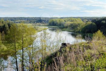 Royalty Free Photo of the Vilija River With Trees in Belarus