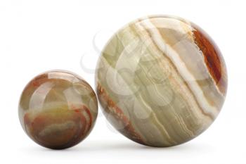 Two balls of the laminate stone, isolated on a white background