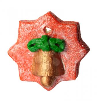 Figurine from the dough for a Christmas tree, isolated on a white background