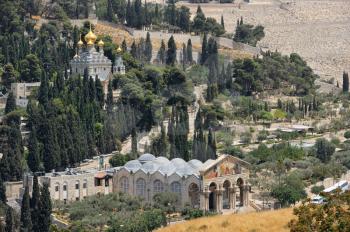 Royalty Free Photo of the Mount of Olives, Church of All Nations and Church of Mary Magdalene