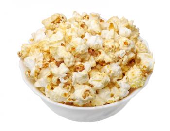 Popcorn in a white cup on a white background, isolated 