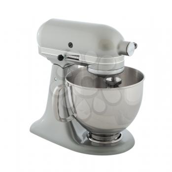 Kitchen appliances - gray planetary mixer, isolated on a white background