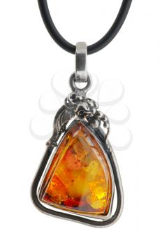 Large women's jewelry, pendant from amber in silver