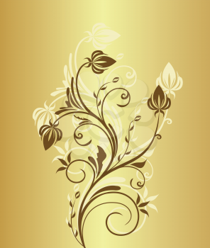 Royalty Free Clipart Image of a Gold Floral Design