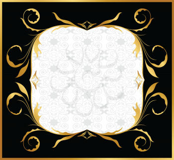 Royalty Free Clipart Image of a Golden Floral Frame