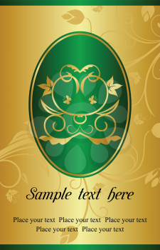 Royalty Free Clipart Image of a Green and Gold Floral Background