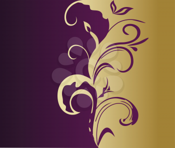 Royalty Free Clipart Image of a Purple and Gold Background