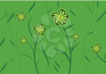 Royalty Free Clipart Image of a Green Floral Background