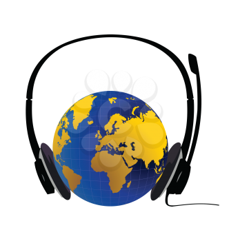 Royalty Free Clipart Image of a Planet Wearing Headphones