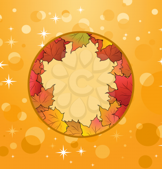 Illustration of autumn frame made in maples - vector