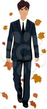 Illustration elegant autumn man isolated - vector