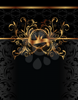 Illustration royal background with golden frame - vector