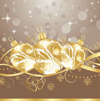 Illustration background with Christmas balls and tinsel - vector