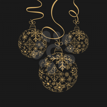 Illustration cute christmas composition with balls - vector