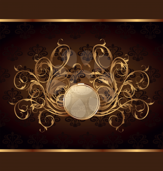 Illustration gold invitation frame or packing for elegant design - vector