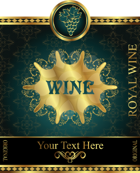 Illustration golden label for packing wine - vector